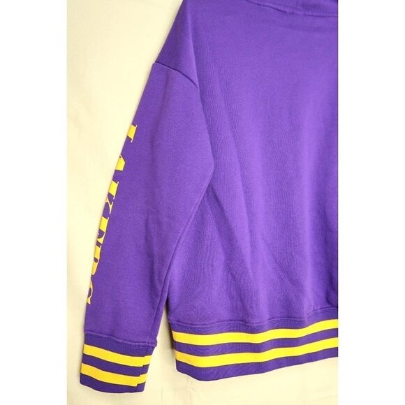 Los Angeles Lakers Sweatshirt Purple Pullover Turtle Neck Drawstring Medium - Picture 10 of 13